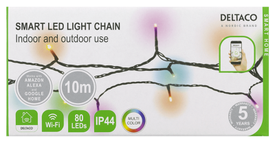 DELTACO SMART HOME WiFi light chain, 10m, 80 led, adapter,IP44#2