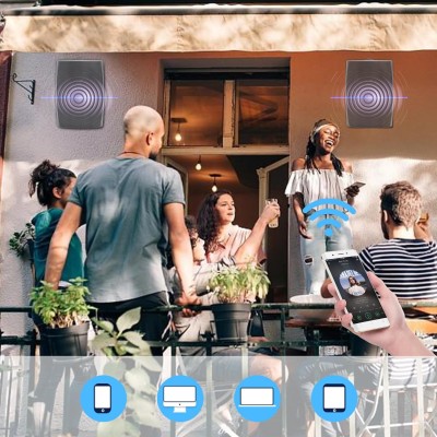 Herdio 6,5 tums Bluetooth-utomhushögtalare vattentät med kraftfull bas väggmonterad högtalare allvädershållbarhet för utomhus hem däck veranda, par#2