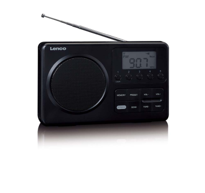Kompakt bärbar FM-radio med LCD-skärm - Svart#3