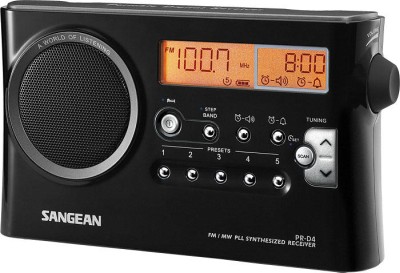 Sangean PR-D4 FM/AM portabel radio, inbyggd högtalare, LCD, DC, Svart