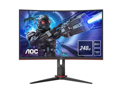 27" AOC C27G2ZU/BK, Curved VA 1920x1080, 0,5 ms, 240Hz FreeSync, höjdjusterbar, 2xHDMI/DP, högtalare, USB-hubb