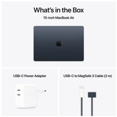 Apple MacBook Air 15.3 tum, Apple M4 10-core CPU 10-core GPU, 32 GB, 2 TB SSD, 70W strömadapter - Midnatt#3