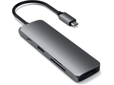 Satechi USB-C Multiport Pro Adapter 4K HDMI Multiportadapter med 60W USB-C PD, 4K HDMI, SD/Micro-SD, USB-A