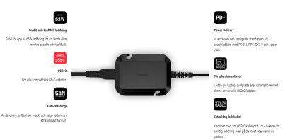 Unisynk USB-C Laptop Charger EU 65W Svart#6