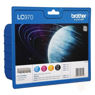 Brother LC970 Value Pack, 4 st patroner (svart+cyan+magenta+gul), 350 sid