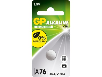 GP Alkaline Cell Battery, Size LR44/A76, 1.5V, 1-pack