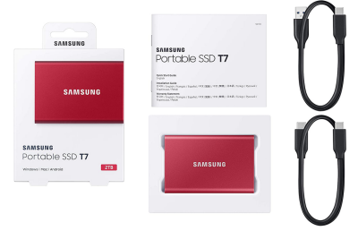 2 TB Samsung Portable SSD T7, USB-C 3.2, inkl. adapter för Typ A - Röd#2