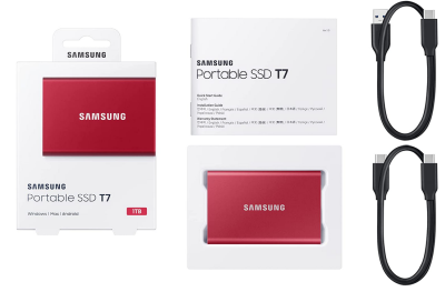 1 TB Samsung Portable SSD T7, USB-C 3.2, inkl. adapter för Typ A - Röd#4