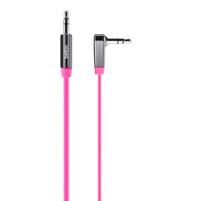 Belkin AUX Cable 3.5mm M/M Flat-Rt Angle 90cm Rosa