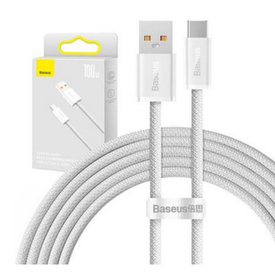 Baseus Cafule USB-A till USB-C, FastCharge 100W 5A, 2m - Vit