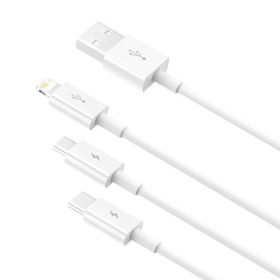 Baseus Superior Multi Charger Kabel USB A, USB C+Micro USB A+Lightning, USB2, 0,48 Gbit/s, 1,5m - Vit#3
