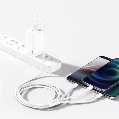Baseus Superior Multi Charger Kabel USB A, USB C+Micro USB A+Lightning, USB2, 0,48 Gbit/s, 1,5m - Vit#5