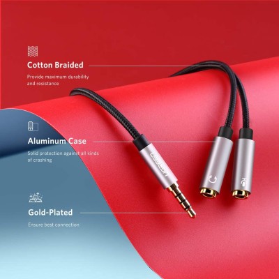 Ugreen Headset Adapter 1 x 3.5 mm 4 pin Stereo hane > 2 x 3.5 mm hona#2