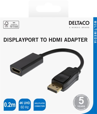 Deltaco DisplayPort - HDMI adapter, 0.2m, black#2