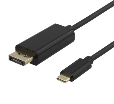 USB-C till DP Kabel, 4K UHD, gold plated, 2m - Svart