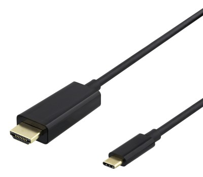 Deltaco USB-C - HDMI cable, 4K UHD, gold plated, 3m - Svart