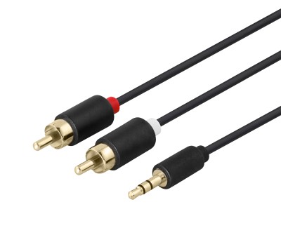 Audio Kabel, 3.5mm Hane - 2xRCA Hane, 3m - Svart