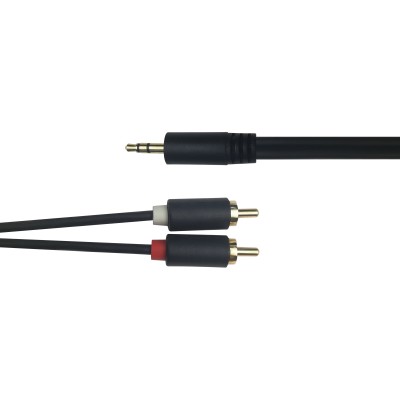 Audio Kabel, 3.5mm Hane - 2xRCA Hane, 3m - Svart#2
