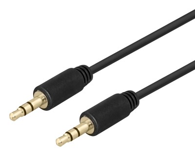 Deltaco Audio Kabel, 3.5mm, gold-plated, 2m - svart