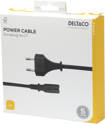Deltaco Apparat kabel CEE 7/16 - C7, 3,0m - Svart#3