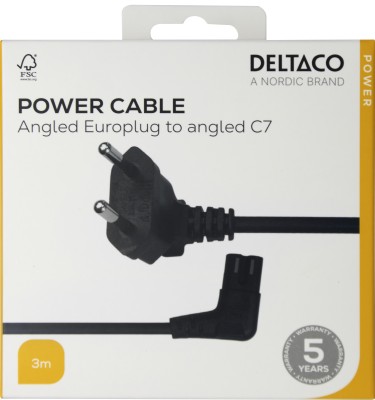 Deltaco Power cord CEE 7/16 - C7 angled, 3,0m, black#2