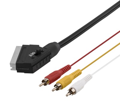 Deltaco SCART to Composite video, with switch, 2m