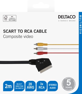 Deltaco SCART to Composite video, with switch, 2m#3