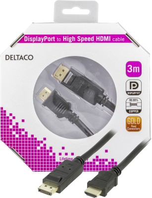 DisplayPort till HDMI-kabel, 3 meter - Svart#3