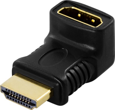 Deltaco HDMI-adapter, 19-pin ma to fe, angled