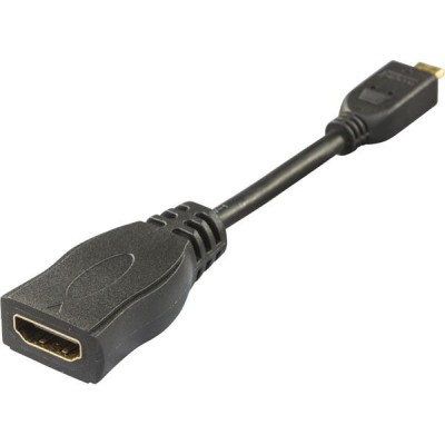 Adapter HDMI, Micro HDMI hane till HDMI hona, 0,1m, svart