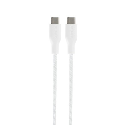 Deltaco USB-C - C, 2m, USB 2.0, white braided 3A/60W - Vit#2
