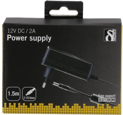 Nätadapter,12VDC, 2A, 1,5m,svart Deltaco#2