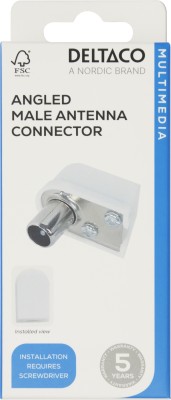 Deltaco Antenn Kontakt Hane Vinklad -- Vit#4