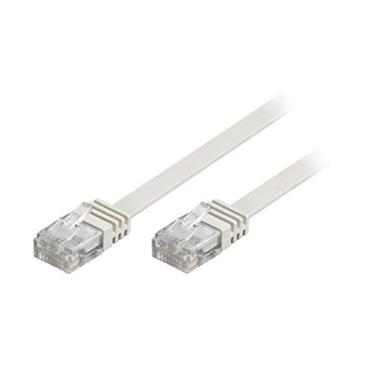 Nätverkskabel oskärmad Cat.6, RJ45, flat, 20 meter - Vit