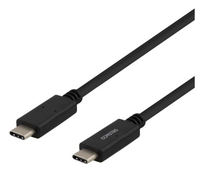 Deltaco USB-C to USB-C cable, 1m, USB-IF certified, 5Gbit/s, Svart