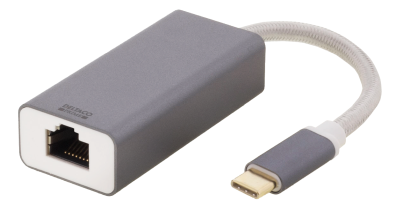 Adapter Deltaco, USB-C till Gigabit/RJ45, PC/Mac - Rymdgrå#2