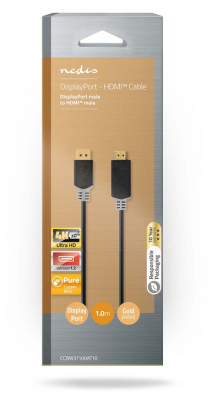 DisplayPort DP-HDMI 1m, 4K@60Hz, Guldplaterad#3