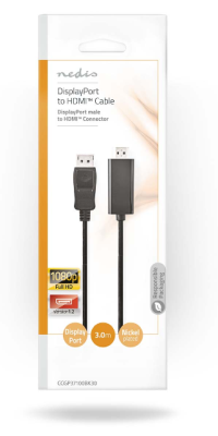 DisplayPort DP - HDMI Kabel, Nickelplaterad, 3m, Rund, Svart#3