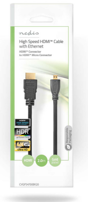 HDMI till Micro HDMI-kabel, High Speed kabel m. Ethernet 4K@30Hz, 10.2 Gbps, 2 m#3