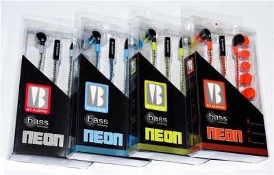 Neon In-ear-hörlur m. knapp Blue#2