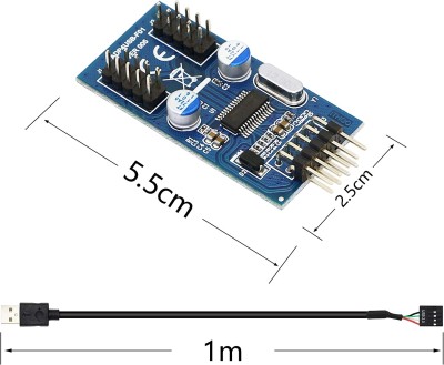 Moderkort USB 2.0 A till 9-polig rubrik, 1 till 2 förlängning hub splitter adapter, 9-polig anslutningsadapter port#2