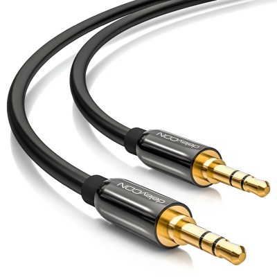 1m Ljudkabel 3,5 mm AUX Kabel Stereo Ljudkabel Rak - Svart