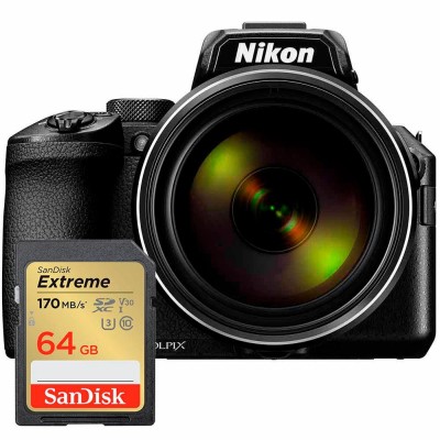 Nikon Coolpix P950, Svart + SanDisk Extreme SDXC V30 64GB 170MB/s