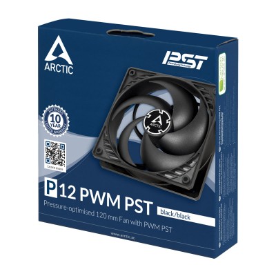 Fläkt 120 mm Arctic Cooling P12 PWM PST, 1800 rpm, 56.3 cfm - Svart