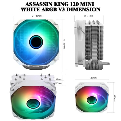 Thermalright AssassinX120 ARGB CPU-luftkylare, AX120, 4 värmerör, TL-C12C-S PWM tyst CPU-kylare med S-FDB-lager, för AMD AM4 Intel 1150/1151/1200/1700 - Vit#3