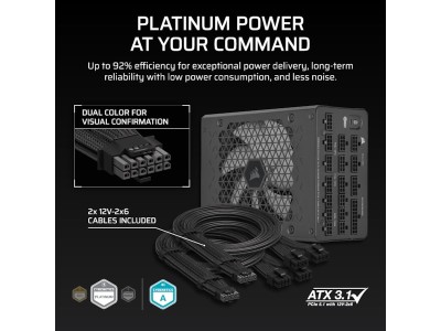 Corsair HX1200i (2025) 1200W, PCIe 5.1, ATX 3.1, 140 mm fläkt, 80PLUS Platinum, löstagbara kablar#4