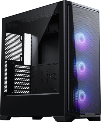 Phanteks Eclipse G370A Mid Tower Case, Temp Glass, Fan x 3, Black#2