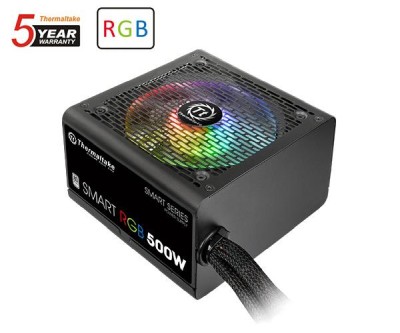 Thermaltake Smart RGB 500W, 140 mm fläkt, 80PLUS White