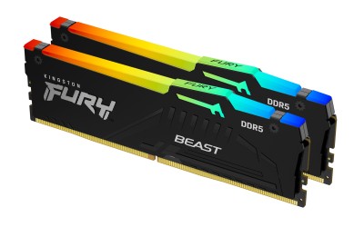 128 GB (2x64GB) DDR5-5600 Kingston FURY Beast Black RGB CL36, AMD EXPO - Svart