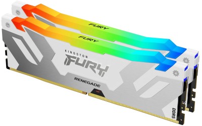 64 GB (2x32GB) DDR5-6400 Kingston FURY Renegade White RGB CL32, XMP - Vit/Silver